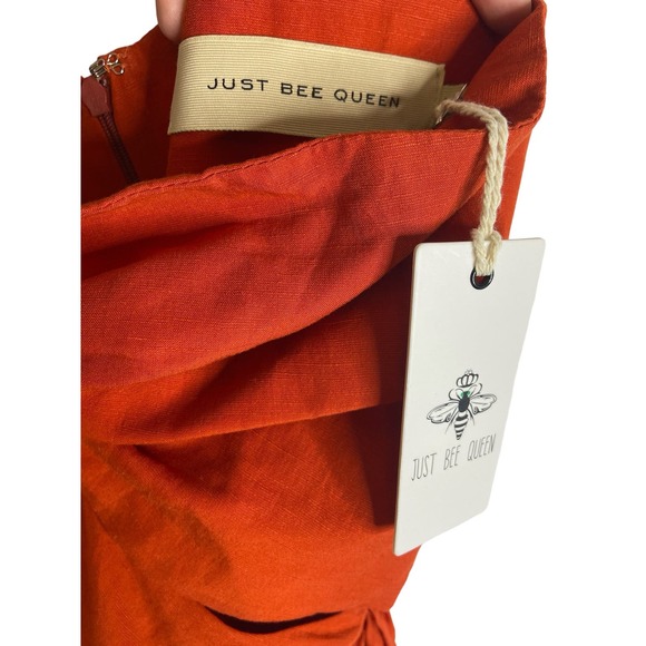 Just Be Queen Solange Mini Dress Ruched One Shoulder Linen Blend Chilli Size XS - Picture 7 of 13